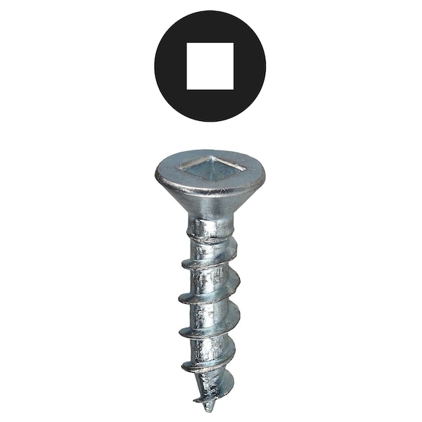 Wood Screw, #10, 2-1/2 in, Zinc Plated Carbon Steel Flat Head Square Drive, 100 PK